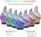 Essential Oil Diffuser Aromatherapy Diffuser - Art Glass Oil Diffuser with Auto Shut-Off Protection 4 Timer Setting 7 Colors Changed LED Night Light for Home Office Decor Gift (Grey Wave)