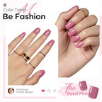 Modelones Petal Pink Press on Nails, Spring Short Square Fake Nails, Reusable Nail Kit with Nail Glue Adhesive Tabs Mini Nail File, Nails Press Ons 32Pcs 16 Sizes, Women Girl Gift