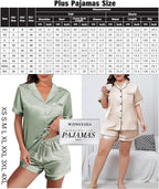 WJing Yi Jia 4Pcs Womens Satin Silky Pajama Sets Short Sleeve Shirt XS-4XL Floral Pajamas Set Soft PJ Loungewear Sleepwear