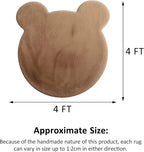 Bear Shaped Area Rug 4 x 4 Feet Cute Kids Rugs for Bedroom Aesthetic Soft Furry Faux Rabbit Fur Rug for Nursery Teen Girls Kids Room Playroom Home Decor Fuzzy Classroom Carpet
