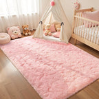 Macgace Light Pink Rugs for Bedroom Girls, 5x7 Shag Rug Fluffy Area Rugs with Non-Slip Backing for Living Room, Fuzzy Plush Carpet Washable Rug Cute Home Decor Aesthetic for Nursery Dorm Office
