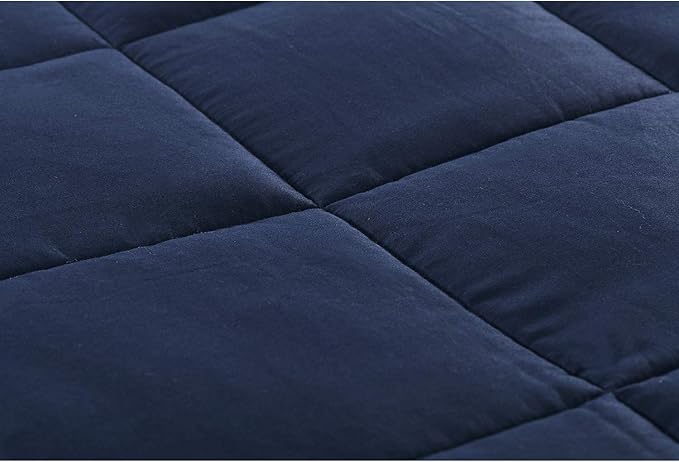 TONGDADA California King Size Weighted Blanket | 90''x108'',25lbs | Perfect for Couples | Premium Cotton Material with Glass Beads | Navy