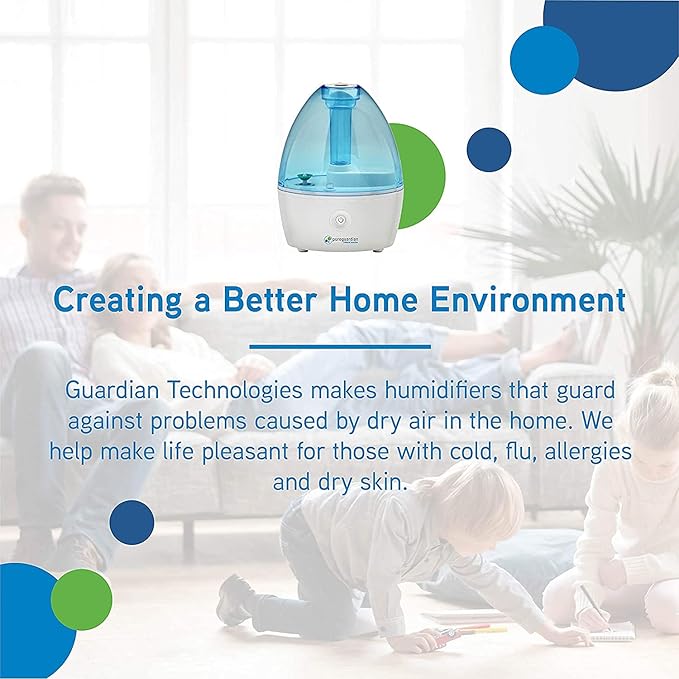 Pure Guardian H910BL Ultrasonic Cool Mist Humidifier, 14 Hrs. Run Time, 210 Sq. Ft. Coverage, Small Rooms, Quiet, Filter Free (Pack of 2)