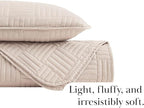 Southshore Fine Living, Inc. Oversized Quilt Bedding Set, Twin XL Bedspread Extra Long, 2-Piece with One Matching sham (68 in Wide x 98 in Long), Twin/Twin XL, Grid Taupe