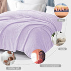 Exclusivo Mezcla Fleece King Size Blanket for Bed, 90x104 Inches Soft Cozy Jacquard Flannel Blankets, Lightweight Fuzzy Plush Warm for Women, Lilac Purple
