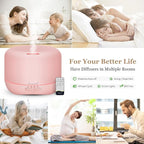 Aromatherapy Essential Oil Diffuser for Room: Air Humidifier Aroma Scent Cool Mist Colorful Lights Cute Small Large Waterless Auto Off Ultrasonic Diffusers for Home Bedroom Pink (300ml)