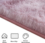 Softlife Area Rug for Living Room, 5x8 Feet Plush Fluffy Rug for Bedroom, Tie-Dyed Pink Purple Shag Rug for Aesthetic Christmas Room Decor, Soft Modern Fuzzy Faux Fur Carpet for Kids Nursery Room Dorm