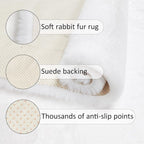 Small White Faux Rabbit Fur Rug 2x3 Fluffy Rug for Bedroom Chair Entryway Living Room Washable Non Shedding