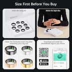 Ring Health Tracker for Women Men, Fitness Ring with Heart Rate, Blood Oxygen, Sleep Monitor, Calories, Step Counter, IP68 Waterproof Smart Ring for iPhone & Android, No Subscription Fee (Silver, 12#)