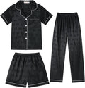Hupohoi Unisex Girls Boys Kids Pajama Sets Button Down Satin Sleepwear Nighty 3PCS Silky Lounge Sets Nightwear