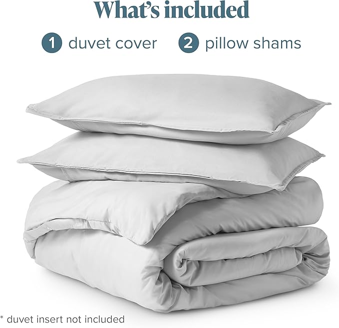 Bare Home Bedding Duvet Cover Queen Size - Premium 1800 Super Soft Collection - Lightweight, Cooling - Soft Breathable Bedding Duvet Cover (Queen, Cloud Grey)