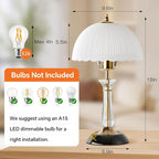 Crystal Table Lamp Set of 2, Dimmable Bedside Lamp with ON/Off Switch Modern Glass Lamps for Night Stands Bedroom Living Room Decor