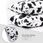 Satin Pillowcase for Hair and Skin Cow Print Silk Satin Pillowcase 2 Pack Standard Size Pillow Cases Set of 2 Cooling Silky Pillow Cover with Envelope Closure (20x26 inches, Cow)