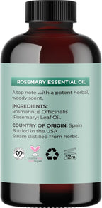 Pure Rosemary Essential Oil with Dropper - Undiluted Rosemary Oil for Hair Skin and Nails and Refreshing Aromatherapy Oil for Diffusers - Rosemary Essential Oil for Cleansing Dry Scalp Care 4oz