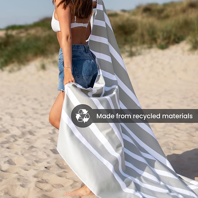 SummerSand Microfiber Beach Towel XXL Oversized (71 x 63 in) - Quick Dry, Sand Free - Compact and Lightweight for Travel - Recycled Materials - Extra Large Beach Blanket - Marble Sand