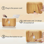 Flame Diffuser for Essential Oils, 200ml Ultrasonic Aroma Diffusers with Cool Mist, Aromatherapy Diffuser with Auto-Off Protection, Small Humidifier for Home,Office,Bedroom,Gift (Wooden Grain)