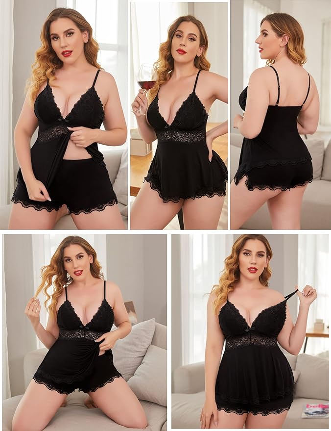 Avidlove Womens Sweetness Cami Set Lace Camisole Lingerie Nightwear Sexy Pajamas Lounge Sets
