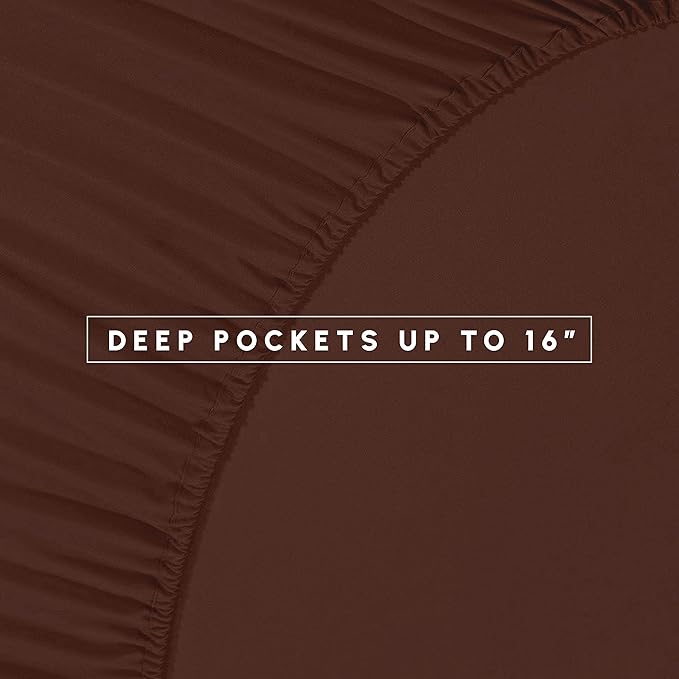 Elegant Comfort 8-Piece Pinch Pleated Comforter Set - All Season Complete Bed in a Bag, Includes 4pc Smart Sheet Set, Bed Skirt, Comforter, Matching Pillowcases and Shams, Full/Queen, Chocolate Brown