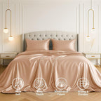 Satin Sheets Twin [3-Piece, Rose Gold] Hotel Luxury Silky Bed Sheets - Extra Soft 1800 Microfiber Sheet Set, Wrinkle, Fade, Stain Resistant - Deep Pocket Fitted Sheet, Flat Sheet, Pillow Cases