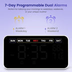 Dekala Bed Shaker Loud Alarm Clock for Heavy Sleepers Adults, Vibrating Dual Alarm Clocks for Bedrooms, Large Display Auto Dimmer,Temperature & Humidity Detect, 7-Day Programmable, Ideal Gift