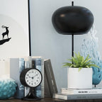 AYRELY® 3" Cute Analog Alarm Clock,Small Retro Table Clock Battery Operated,Slient Metal Desk Clock with Light for Living Room Decor,Bedroom,Bedside,Shelf (Black)