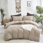 Luxlovery Khaki Comforter Set Twin Cream Coffee Bedding Set Minimalist Bedding Set Solid Dark Champagne Blanket Quilts Modern Ultra Soft Breathable Taupe Color Comforter Set