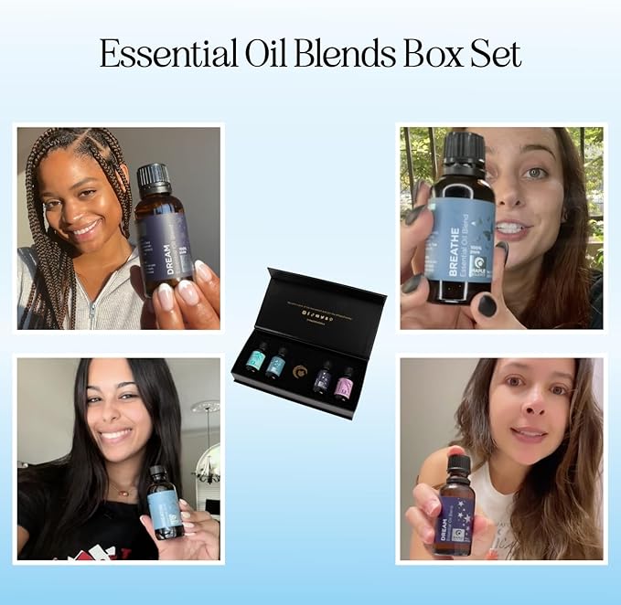 Sleep Essential Oils for Diffuser - Premium Aromatherapy Essential Oil Gift Set with 4 Calming Essential Oils for Diffuser Candles Baths DIYs & More - Relaxing Essential Oils Set (4 Pack, 1oz Each)