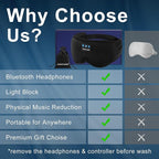 Deep Sleep Mask with Bluetooth 5.4 Headphones - Blackout Sleeping Mask Side Sleeper Eye Masks Earphone Rechargeable Headband Wiless Music Ear Muffs Portable Travel Essentials Gift for Women Men Mom