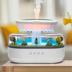 Essential Oil Diffuser 250ML Cloud Humidifier Rain Water Drip Diffuser Humidifier with Drip Music Micro Landscape Ultrasonic Diffuser for Bedroom Office Hotel (White Grey)