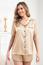 Women's Pajamas Set Sleepwear with Short Sleeve Top & Elastic Waist Shorts