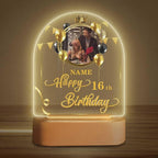 Customized Birthday Gifts Personalized Acrylic LED Night Light Lamp Plaque Custom Photo Name Age Birthday Gifts for Women Men(B-Black and Gold)