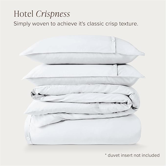 Bare Home 100% Organic Cotton California King Duvet Cover Set - Crisp Percale Weave - Lightweight & Breathable - Cooling Duvet Cover Set (Cal King, White)