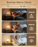 Sunrise Alarm Clock, White Noise Sound Machine, Sunlight Alarm Clocks for Bedrooms, 9 Natural Wake Up RGB Night Light, 30 Soothing Sounds for Heavy Sleepers, Baby, Kids, Adults Gifts