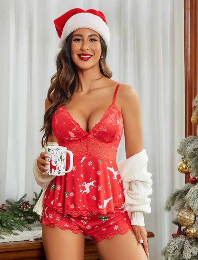 Avidlove Womens Sweetness Cami Set Lace Camisole Lingerie Nightwear Sexy Pajamas Lounge Sets