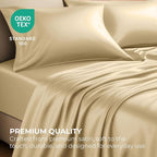 Satin Sheets Queen [4-Piece, Ivory] Hotel Luxury Silky Bed Sheets - Extra Soft 1800 Microfiber Sheet Set, Wrinkle, Fade, Stain Resistant - Deep Pocket Fitted Sheet, Flat Sheet, Pillow Cases