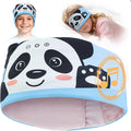 Toddler Headband Headphones Wireless, Kids Bluetooth Earphones for iPad, Safe Volume - Wired School Headphones with 3.5 MM Jack, Sleep Mask for Kids, Travel Accessories Gift for Boys & Girls (Panda)