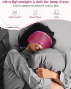 Sleep Mask with Bluetooth Headphones, Removable 3D Contoured Cup, Wireless Eye Mask for Sleep, Sleeping Headphones with Thin Stereo Speakers for Men, Women, Travel, Relaxation - Rose Red
