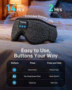2 Pack Bluetooth Sleep Mask & Sleep Headphones, Skin-Friendly Sleeping Eye Mask with Bluetooth Headphones, Sleep Gifts for Women Men, AudioBooks, Insomnia, Yoga, Air Travel, Meditation, Christmas