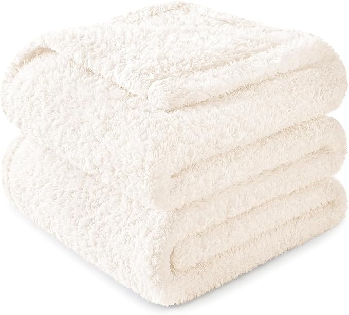 Exclusivo Mezcla Fleece Twin Size Bed Blanket, Ultra Soft, Lightweight and Fuzzy White Blanket for Women, Home Decor, 60x80 Inches