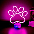 Dog Paw Neon Sign Lamp Dimmable LED with Standable Base and Touchable Switch,USB or 3-AA Battery Powered Neon Signs LED Desktop Wall Decoration for Party, Bedroom ，Birthday Christmas Gift