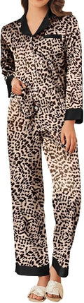 Ekouaer Silk Pajamas for Women Long Sleeve Satin Pajama Set Silky Pj Sets 2 Piece Button Down Loungewear Sleepwear