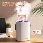 2L Humidifier for Bedroom,Portable Cool Mist Humidifiers,Ultra Quiet 20dB,Top Fill Air Humidifier for Home,Office,Plants,Adjustable Humidity,Night Light,BPA-Free,Beige