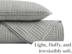 Southshore Fine Living, Inc. Oversized Quilt Bedding Set Lightweight, Prewash Fabric Soft Coverlet Twin Bedspread 2-Piece with One Matching sham (68 in Wide x 98 in Long), Twin/XL, Grid Grey