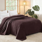 Exclusivo Mezcla Fleece Blanket Twin Size for Bed, Super Soft and Warm, All Season, Cozy, Plush, Lightweight, 90x66 Inches, Coffee