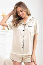 Women's Pajamas Set Sleepwear with Short Sleeve Top & Elastic Waist Shorts