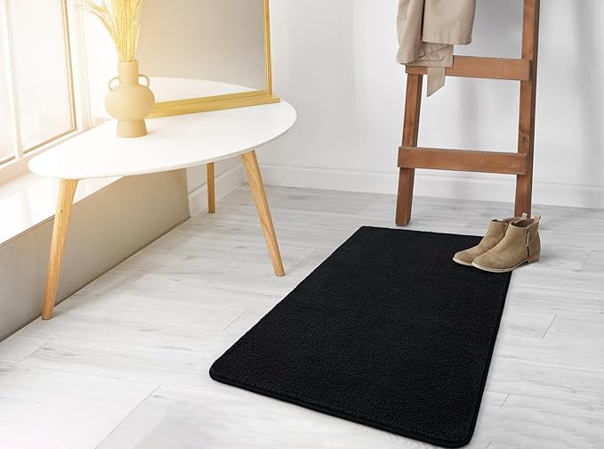 Keeko 2x3 Black Area Rugs for Bedroom Living Room, Soft Modern Indoor Throw Rugs Low Pile Fluffy Small Rug Door Mat Washable Non Slip Entryway Rug Carpet for Nursery Home Kids Room Decor