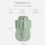 Dreamland Baby Viscose Swaddle Blanket (0-6 Months). 1.0 TOG Ultra Soft Swaddle Blanket w/Built in Band. 97% Viscose, 3% Spandex (Sage). Mom-Owned US Business, Premium Materials