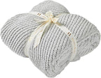 Amélie Home Knit Throw Blanket, Soft Chenille Cozy Breathable Chevron Chunky Decorative Blanket for Couch, Bed & Sofa, French-Inspired Lightweight Warm Gift for Women, Light Gray, 60"x80"