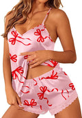 Ekouaer Satin Pajamas Women Lace Sleepwear Lingerie Cami Shorts Set Nightwear XS-XXL