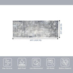 2x6 Non-Slip Washable Kitchen Runner Rug – Modern Coastal Abstract Carpet Runner for Hallway Bedroom Bathroom Laundry Room Entryway – Low-Pile Thin Rubber Backed (Blue Gray 2x6)